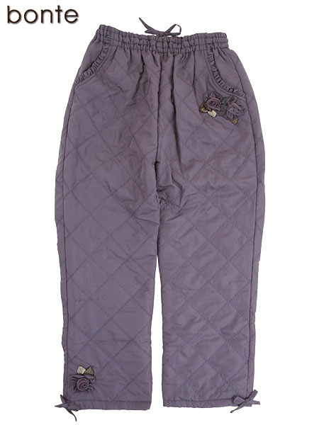 bonte 婦人中わたキルトパンツ 花モチーフ付き