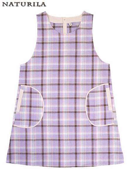 NATURILA ラン型かぶりエプロン チェック柄