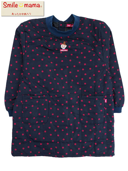 Smile mama(スマイルママ) 中わた入りキルト割烹着 水玉柄 背ボタン