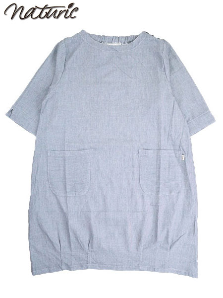 naturic 婦人ダブルガーゼワンピース cotton100% ドット柄
