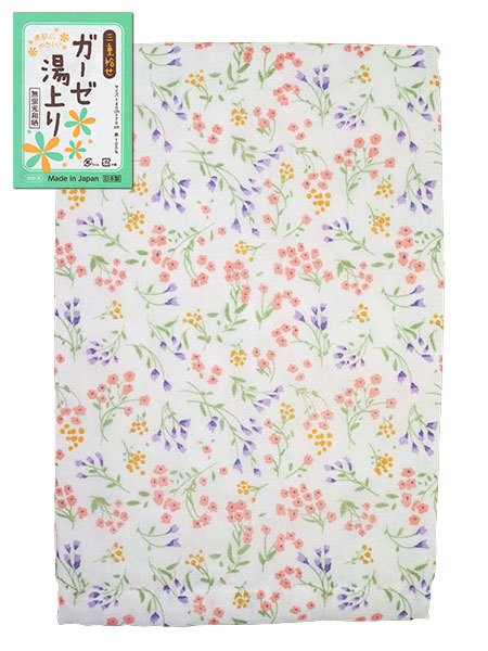 三重袷せ ガーゼ湯上り 花畑