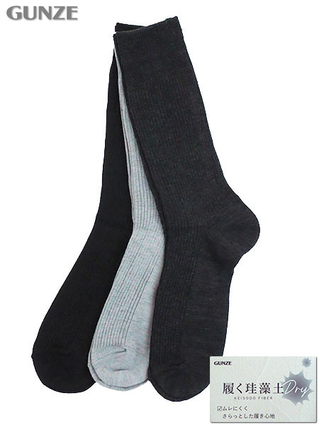 グンゼ 履く珪藻土 Dry 紳士リブソックス 3足組