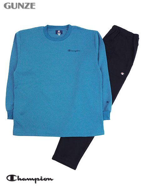 グンゼ Champion(チャンピオン)紳士長袖・長パンツパジャマ 裏ボアフリース かぶりタイプ
