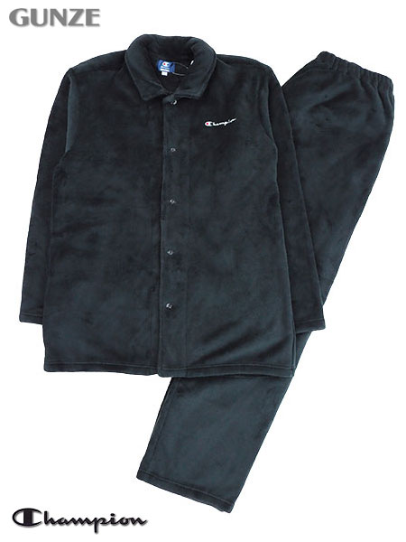 グンゼ Champion(チャンピオン)紳士長袖・長パンツパジャマ ボア 襟付き