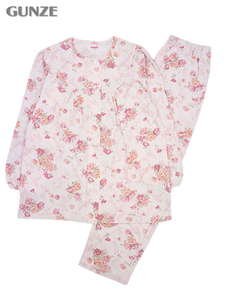 GUNZE(グンゼ)婦人長袖・長パンツパジャマ 花柄 綿100%