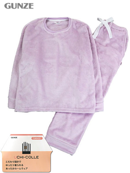 グンゼ ウチコレ 婦人長袖・長パンツパジャマ フリース かぶりタイプ