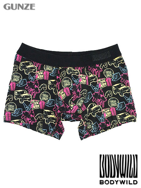 グンゼ BODYWILD 紳士ボクサーパンツ(前とじ) コラージュ柄 綿混素材