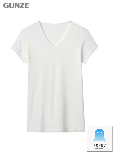 グンゼ アセドロン 紳士汗取り付VネックTシャツ(短袖) 鹿の子素材