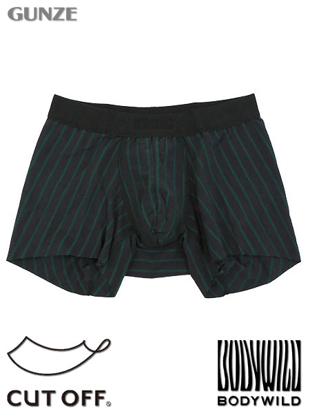 グンゼ BODYWILD 紳士ボクサーパンツ(前とじ) 切りっぱなし ストライプ柄 日本製