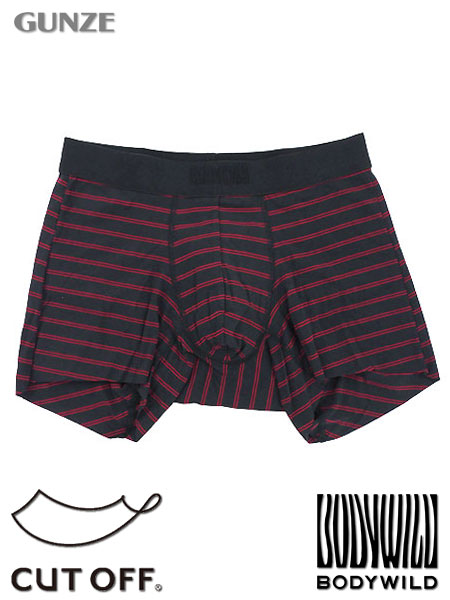 グンゼ BODYWILD 紳士ボクサーパンツ(前とじ) 切りっぱなし ボーダー柄 日本製