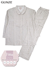 グンゼ キレイラボ 婦人長袖・長パンツパジャマ ストライプ Fitte 綿100%ガーゼ素材 襟付きの詳細画面へ