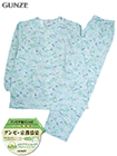 グンゼ 婦人長袖・長パンツパジャマ 大きめ釦 京都捺染 綿100%天竺 花柄の詳細画面へ