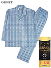 GUNZE(グンゼ)紳士長袖・長パンツパジャマ 日本製 高島ちぢみ 綿100% チェック柄の詳細画面へ